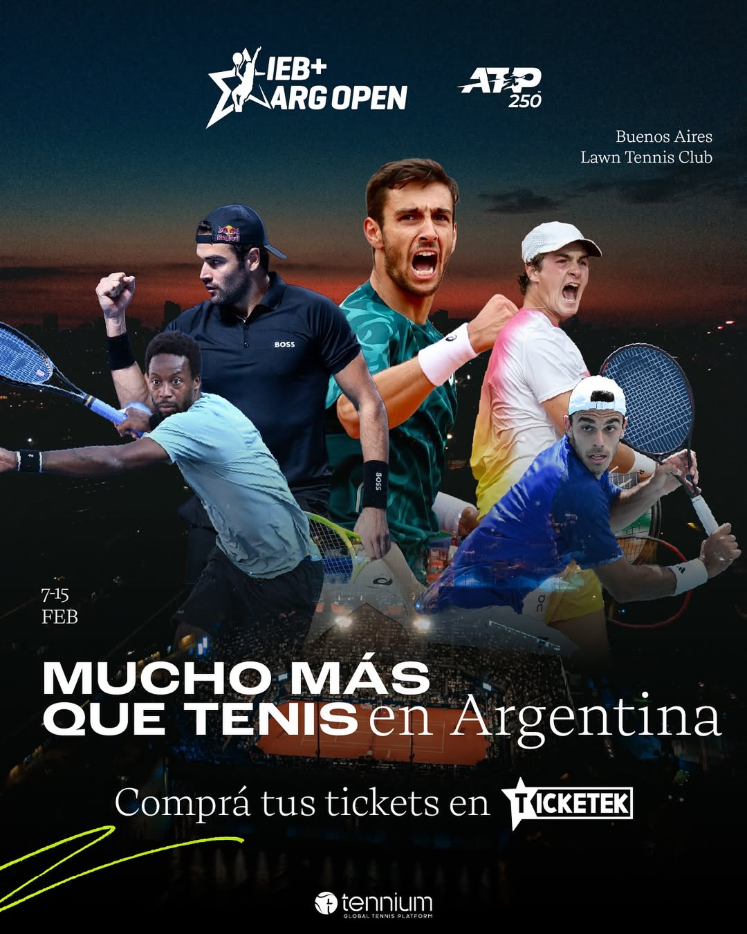 Estrellas internacionales del tenis brillarán en el IEB+ Argentina Open 2026